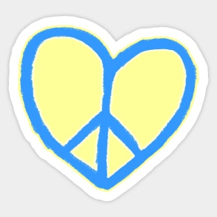 Blue Yellow Ukrainian Heart Peace, Peace Love, Peace Sign, No War Sticker